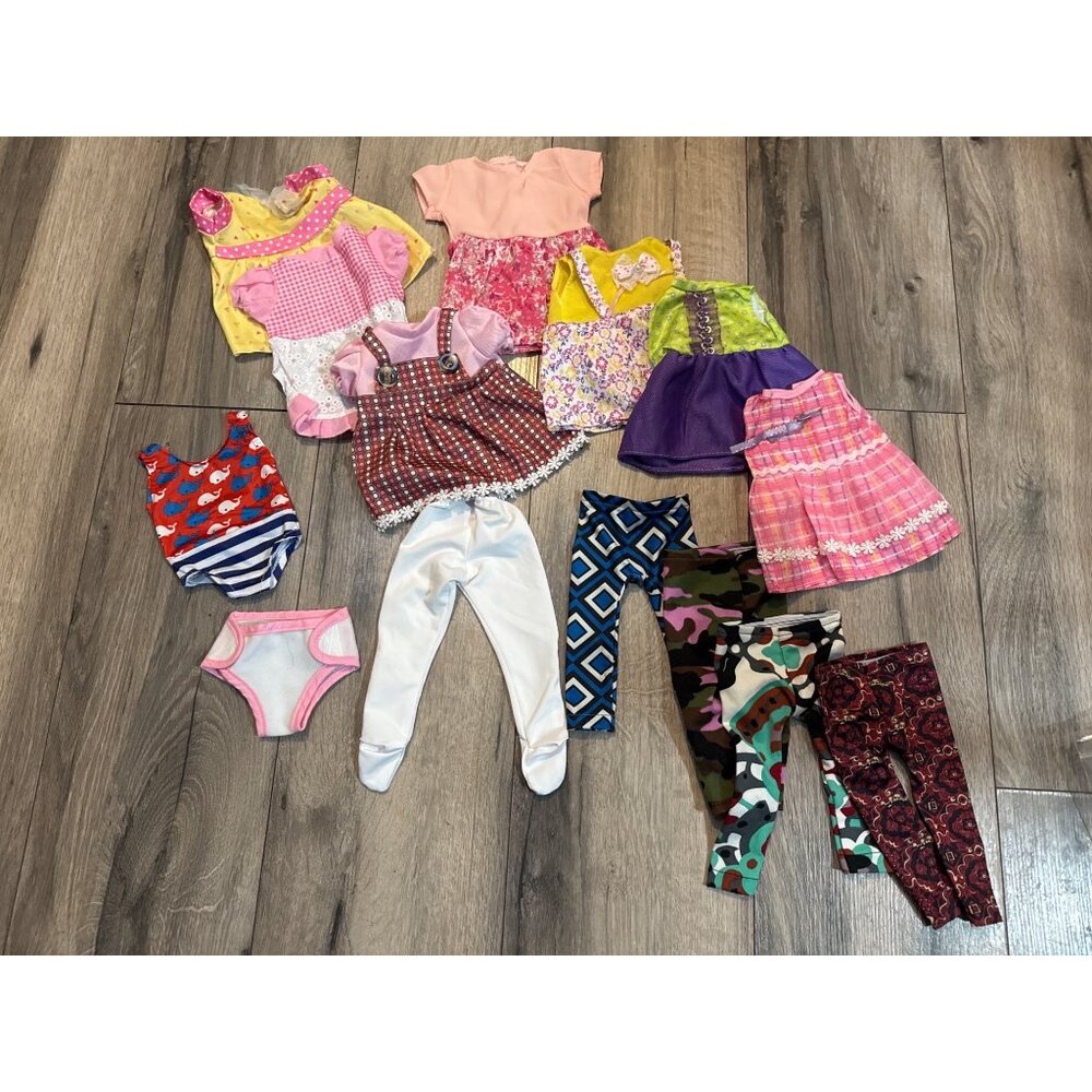 Assorted Doll Clothes Bundle - 14 Pieces - Bright Colors & Patterns